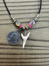 Load image into Gallery viewer, White Mako Shark Tooth Necklace With Peruvian Ceramic Beads