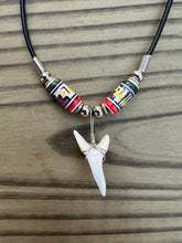 Load image into Gallery viewer, White Mako Shark Tooth Necklace With Peruvian Ceramic Beads
