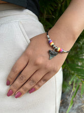 Load image into Gallery viewer, Shark Tooth Bracelet With Yellow, Red and Purple Femo Beads