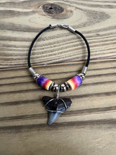 Load image into Gallery viewer, Shark Tooth Bracelet With Yellow, Red and Purple Femo Beads