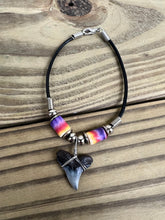 Load image into Gallery viewer, Shark Tooth Bracelet With Yellow, Red and Purple Femo Beads
