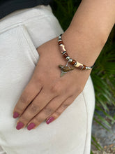 Load image into Gallery viewer, Shark Tooth Bracelet With Brown and Beige Femo Beads
