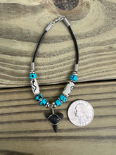 Load image into Gallery viewer, Shark Tooth Bracelet With Turquoise/Black Beads and Bone Beads