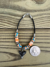 Load image into Gallery viewer, Shark Tooth Bracelet With Orange Flowers Beads