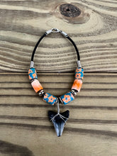 Load image into Gallery viewer, Shark Tooth Bracelet With Orange Flowers Beads