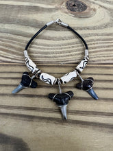 Load image into Gallery viewer, Shark Tooth Bracelet With 3 Shark Teeth and Bone Beads