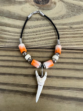 Load image into Gallery viewer, White Shark Tooth Bracelet With Orange and White Beads