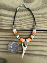 Load image into Gallery viewer, White Shark Tooth Bracelet With Orange and White Beads