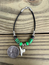 Load image into Gallery viewer, White Shark Tooth Bracelet With Black and Lime Beads