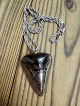 Load image into Gallery viewer, 2 9/16 Inch Pyrite Inlayed Megalodon Shark Tooth Pendant