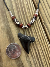 Load image into Gallery viewer, 1 7/16 Inch Mako Shark Tooth Necklace with Brown Clay and Bone Beads