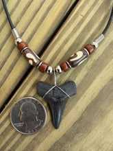 Load image into Gallery viewer, Mako Shark Tooth Necklace - 1 1/4" Fossil Shark Tooth Leather Cord Necklace