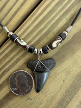Load image into Gallery viewer, Fossil Mako Shark Tooth Necklace - 1 3/8" Tooth With Bone Beads