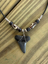 Load image into Gallery viewer, Fossil Mako Shark Tooth Necklace - 1 3/8" Tooth With Bone Beads