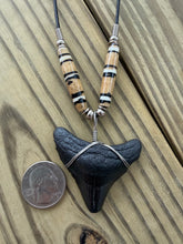 Load image into Gallery viewer, 1 15/16 Inch Fossilized Megalodon Shark Tooth Necklace | Handmade in USA