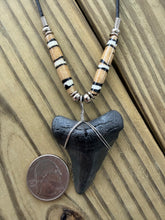 Load image into Gallery viewer, 2 Inch Fossilized Megalodon Shark Tooth Necklace | Handmade in USA