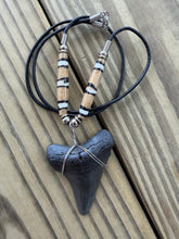 Load image into Gallery viewer, 2 Inch Fossilized Megalodon Shark Tooth Necklace | Handmade in USA