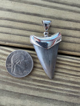 Load image into Gallery viewer, 1 5/8 Inch Fossilized Mako Shark Tooth Pendant | Sterling Silver Bezel