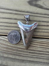 Load image into Gallery viewer, 2 1/16 Inch Fossilized Mako Shark Tooth Pendant | Sterling Silver Bezel
