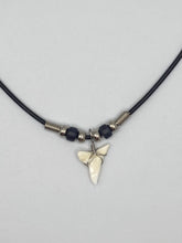 Load image into Gallery viewer, White Shark Tooth Necklace With Black Beads