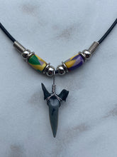 Load image into Gallery viewer, Sandshark Tooth Necklace Abstract Colors Femo Beads