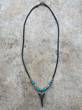 Load image into Gallery viewer, Sandshark Tooth Necklace S Shape Design With Turquoise Beads