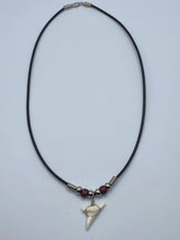 Load image into Gallery viewer, White Shark Tooth Necklace With Burgundy Beads