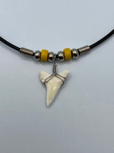 Load image into Gallery viewer, White Shark Tooth Necklace With Yellow Beads