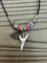 Load image into Gallery viewer, White Mako Shark Tooth Necklace With Peruvian Ceramic Beads
