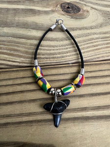 Shark Tooth Bracelet With Abstract Femo Beads
