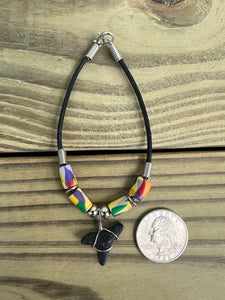Shark Tooth Bracelet With Abstract Femo Beads