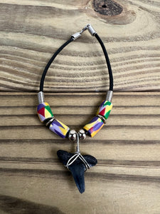 Shark Tooth Bracelet With Abstract Femo Beads