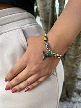 Load image into Gallery viewer, Shark Tooth Bracelet With Yellow and Green Femo Beads
