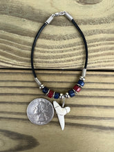 Load image into Gallery viewer, White Shark Tooth Bracelet With Blue and Red Beads
