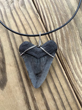 Load image into Gallery viewer, Fossilized 1 15/16-Inch Megalodon Shark Tooth Necklace – Plain Cord
