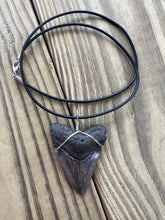 Load image into Gallery viewer, Fossilized 2-1/16 Inch Megalodon Shark Tooth Necklace – Dark Enamel Finish
