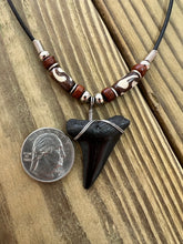 Load image into Gallery viewer, Fossilized Mako Shark Tooth Necklace 1 7/16 Inches Mako with Beads
