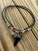 Load image into Gallery viewer, Fossilized Mako Shark Tooth Necklace 1 7/16 Inches Mako with Beads
