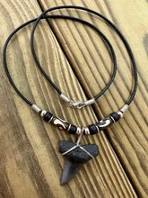 Load image into Gallery viewer, 1 1/2 Inch Mako Shark Tooth Necklace with Black and Brown Beads
