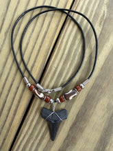 Load image into Gallery viewer, Mako Shark Tooth Necklace - 1 1/4" Fossil Shark Tooth Leather Cord Necklace
