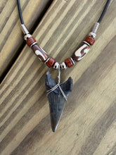 Load image into Gallery viewer, Mako Shark Tooth Necklace - 1 1/2" Large Fossil Shark Tooth Pendant
