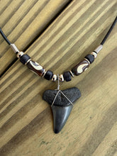 Load image into Gallery viewer, Fossil Mako Shark Tooth Necklace - 1 3/8" Tooth With Bone Beads
