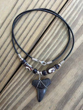 Load image into Gallery viewer, Fossil Mako Shark Tooth Necklace - 1 3/8" Tooth With Bone Beads
