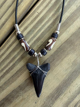 Load image into Gallery viewer, Handmade Mako Shark Tooth Necklace - 1 3/8" Fossil Tooth With Bone Beads
