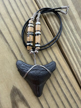 Load image into Gallery viewer, 1 15/16 Inch Fossilized Megalodon Shark Tooth Necklace | Handmade in USA
