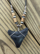 Load image into Gallery viewer, 1 15/16 Inch Fossilized Megalodon Shark Tooth Necklace | Handmade in USA
