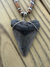 Load image into Gallery viewer, 1 7/8 Inch Fossilized Megalodon Shark Tooth Necklace | Handmade in USA
