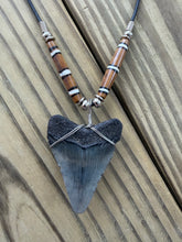 Load image into Gallery viewer, 1 7/8 Inch Fossilized Megalodon Shark Tooth Necklace | Handmade in USA
