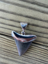 Load image into Gallery viewer, 1 5/8 Inch Fossilized Mako Shark Tooth Pendant | Sterling Silver Bezel
