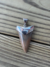 Load image into Gallery viewer, 1 3/4 Inch Fossilized Mako Shark Tooth Pendant | Sterling Silver Bezel | Handmade in USA
